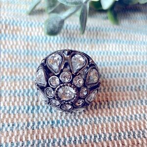 Crystal Floral Burst Adjustable Statement Ring